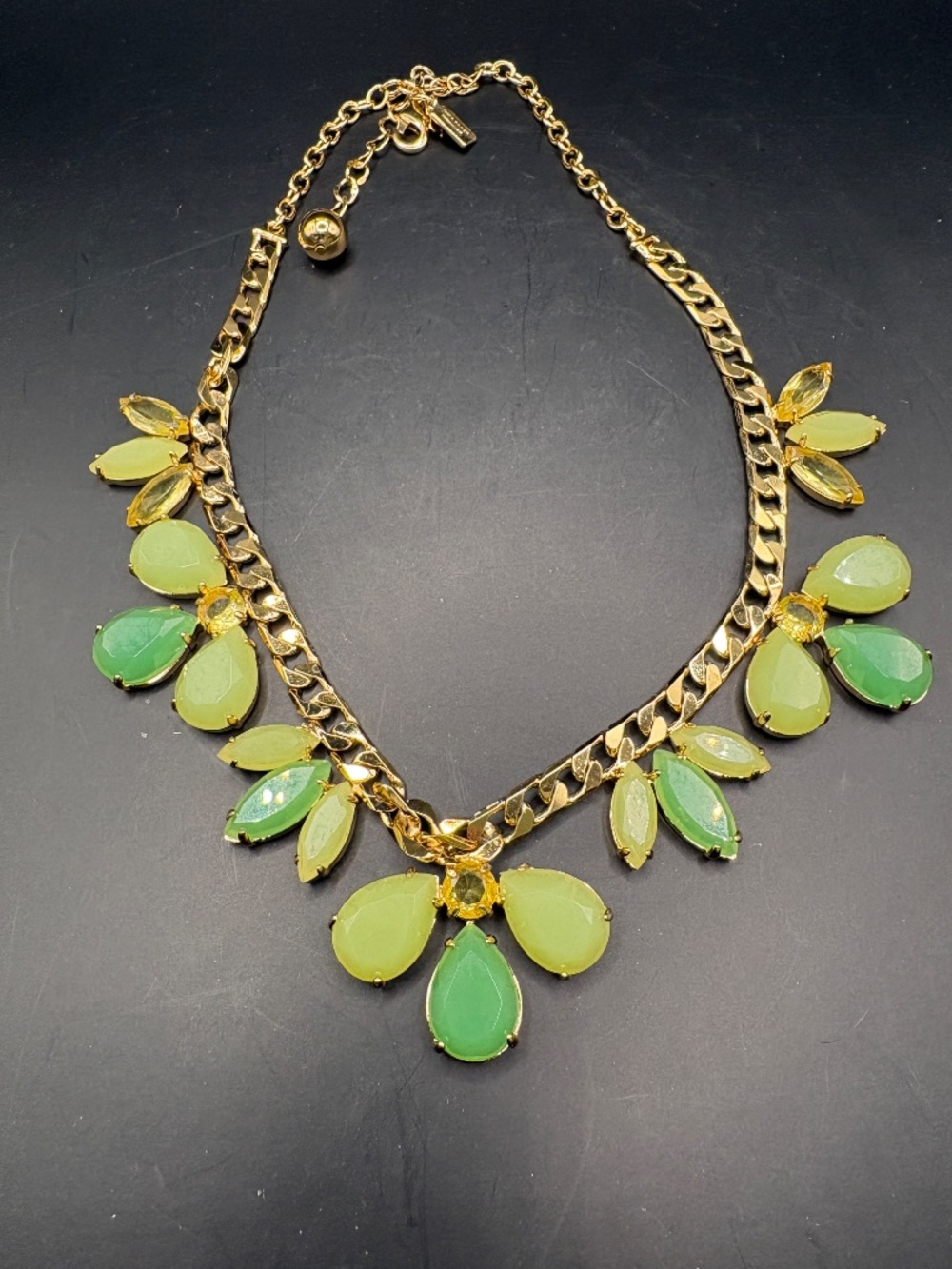 Kate Spade Garden of Paradise Green Crystal Gold Plated Necklace 17" - Picture 7 of 8